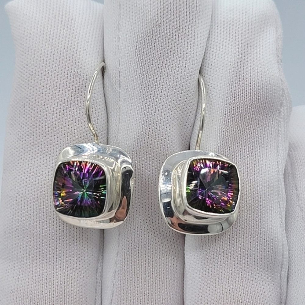 Mystic Topaz 925 Silver Earrings #2421